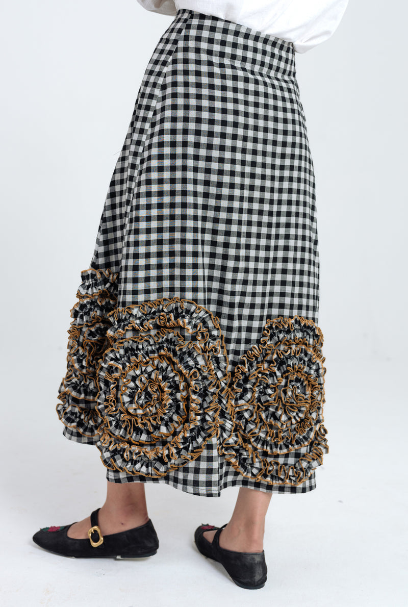 Groove Handloom Skirt handwoven cotton skirt by JodiLife in black, white for women Worldwide