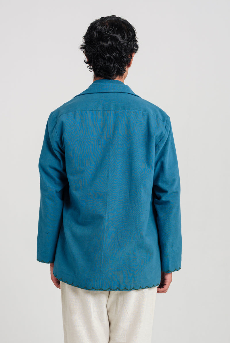 Ether Handloom Men Jacket kala cotton jacket by Jodi Men in blue for men Worldwide