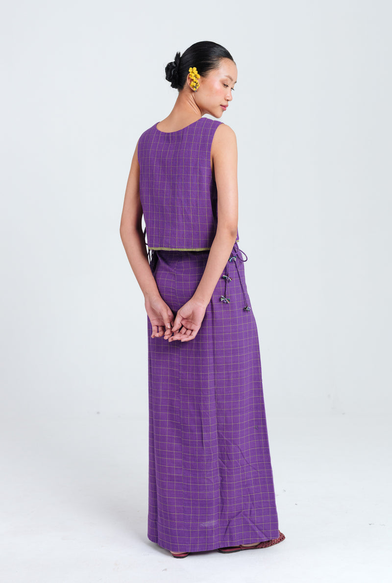 Drift Handloom Lungi handwoven cotton skirt by JodiLife in purple for women Worldwide
