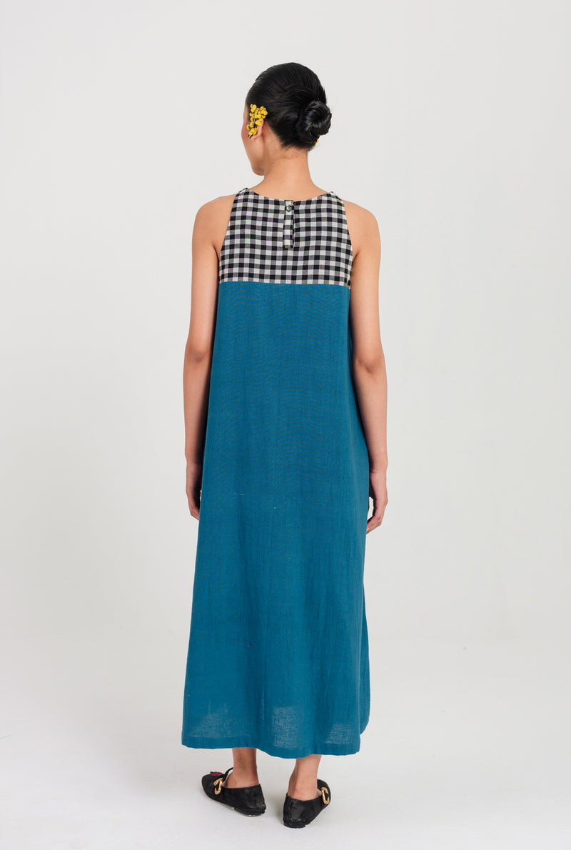 Ether Handloom Dress kala cotton dress by JodiLife in blue for women Worldwide