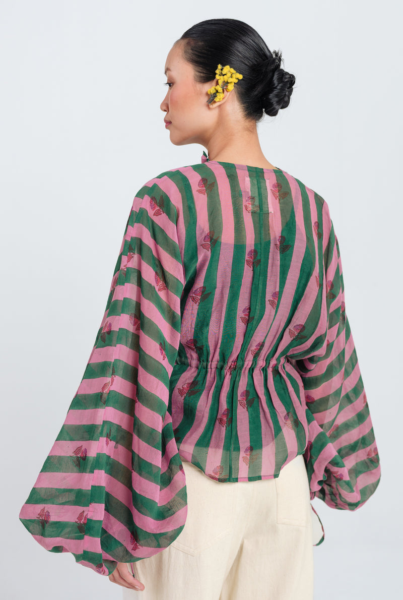 Twirl Overlay Jacket mul chanderi jacket/overlay by JodiLife in pink, green for women Worldwide