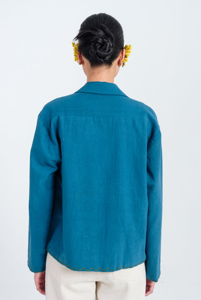 Ether Handloom Jacket kala cotton jacket/overlay by JodiLife in blue for women Worldwide