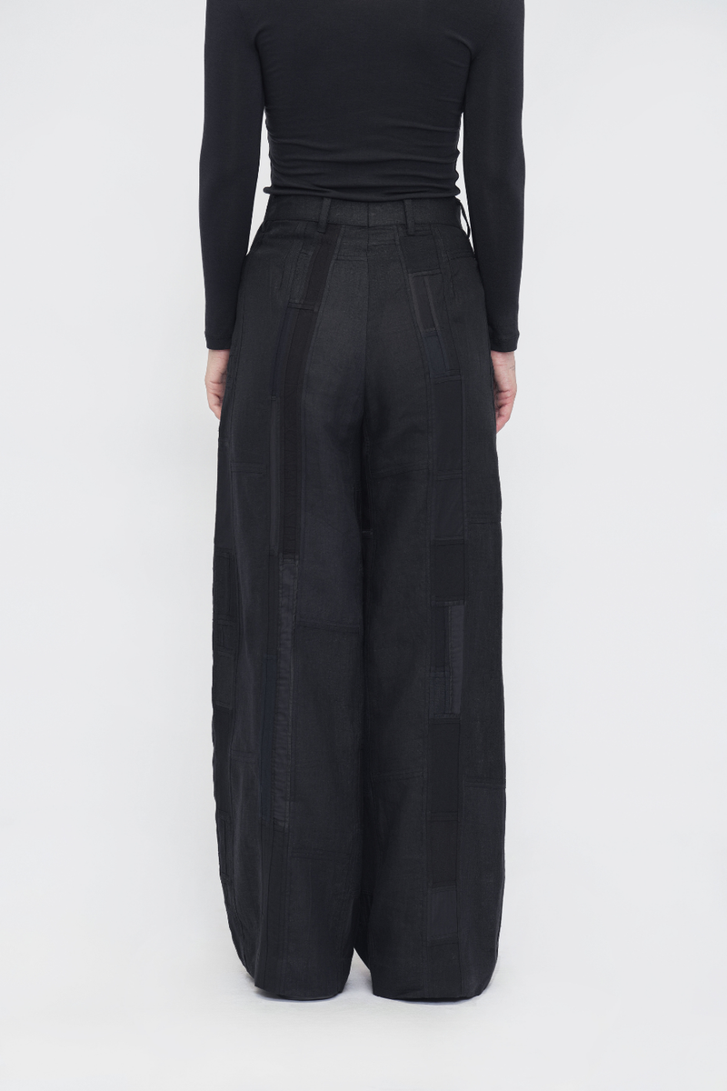 Tenpa Pant patchwork by Turn Black in black color for men Worldwide