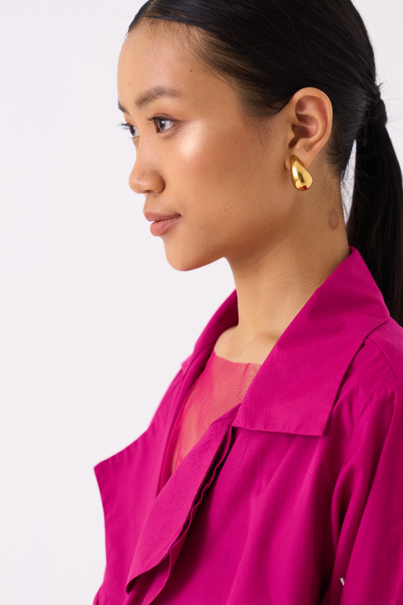 EMB. TIE JACKET CO-ORD 
(SET OF 2)-FUSCHIA poplin by THREE for women Worldwide