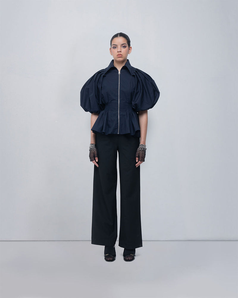 Poppy Top cotton top/shirt by Leh Studios in blue for women Worldwide