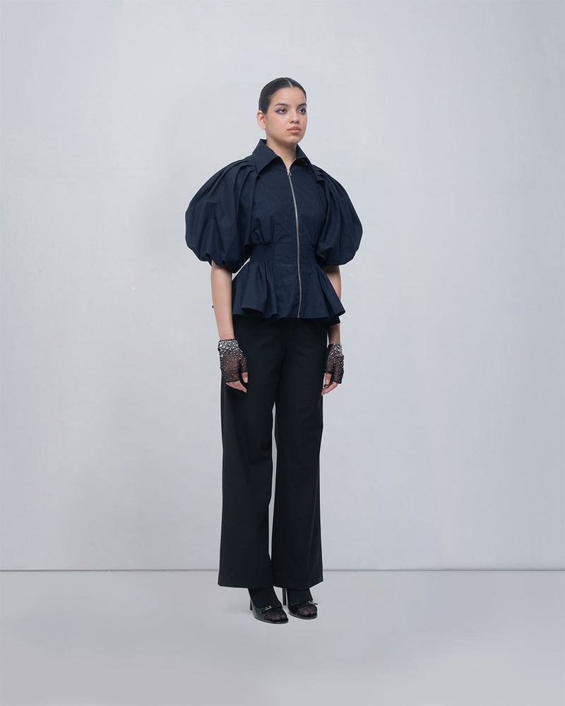 Poppy Top cotton top/shirt by Leh Studios in blue for women Worldwide