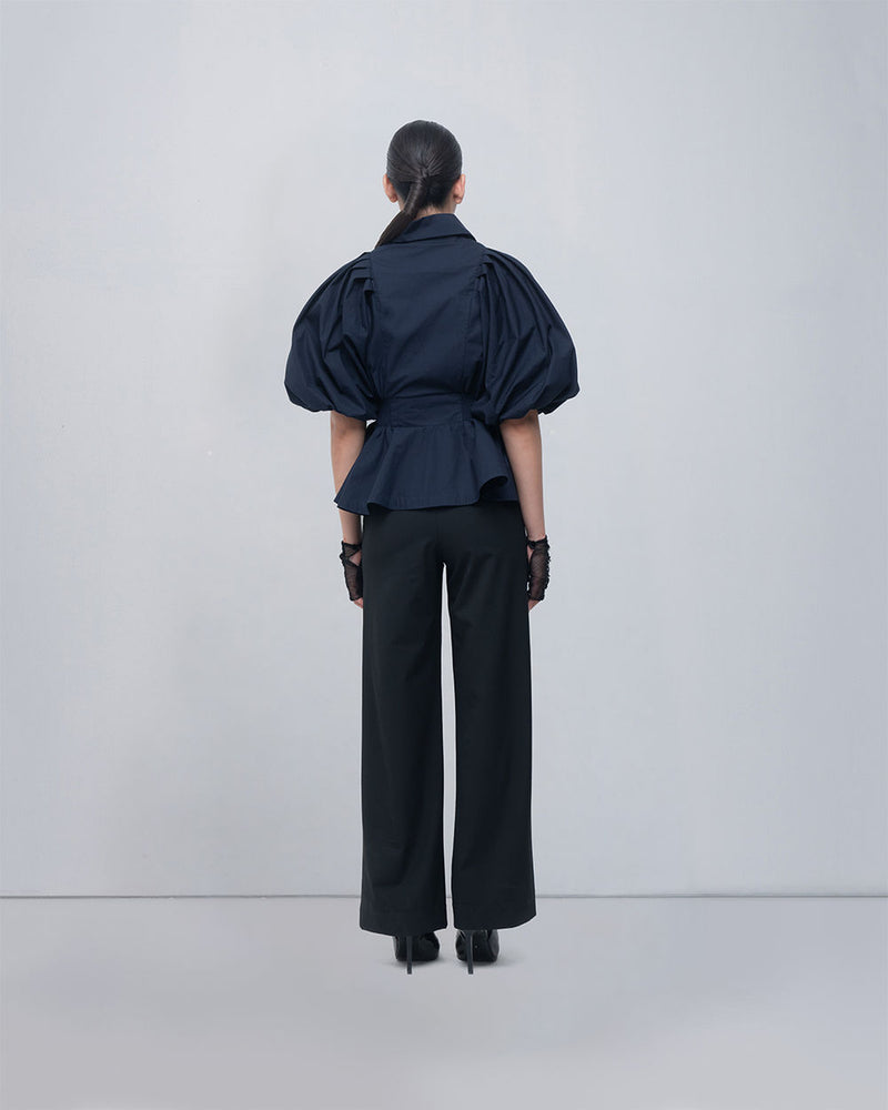 Poppy Top cotton top/shirt by Leh Studios in blue for women Worldwide
