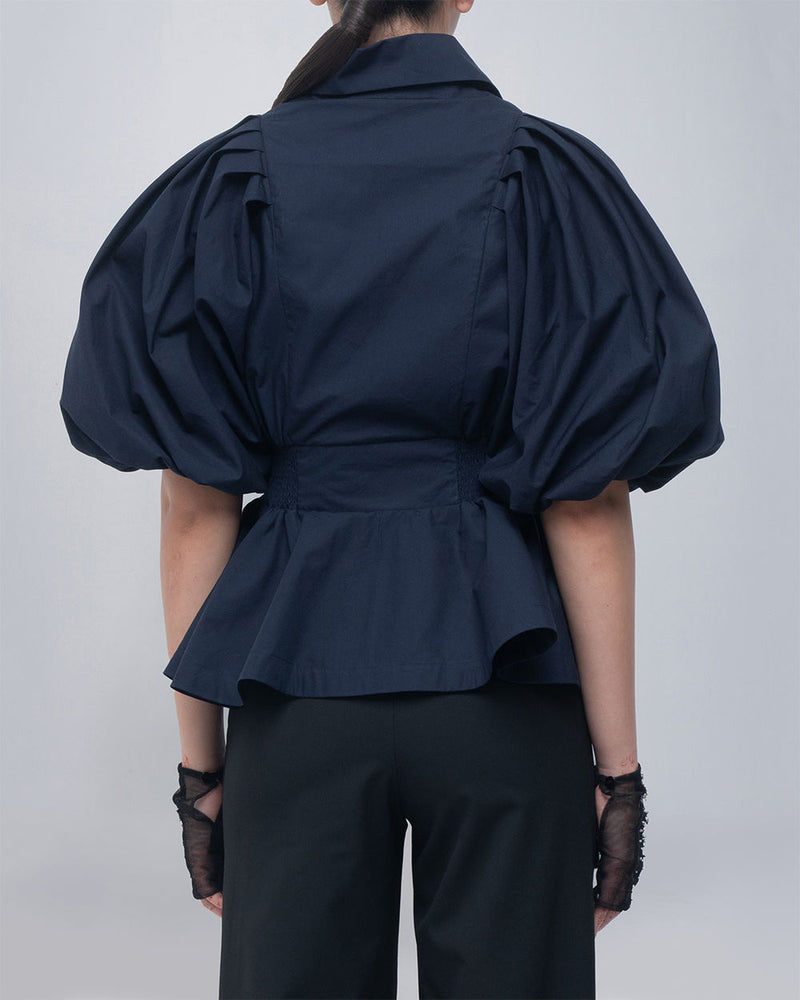 Poppy Top cotton top/shirt by Leh Studios in blue for women Worldwide