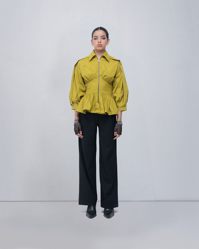 Aiysha Top cotton top/shirt by Leh Studios in green for women Worldwide