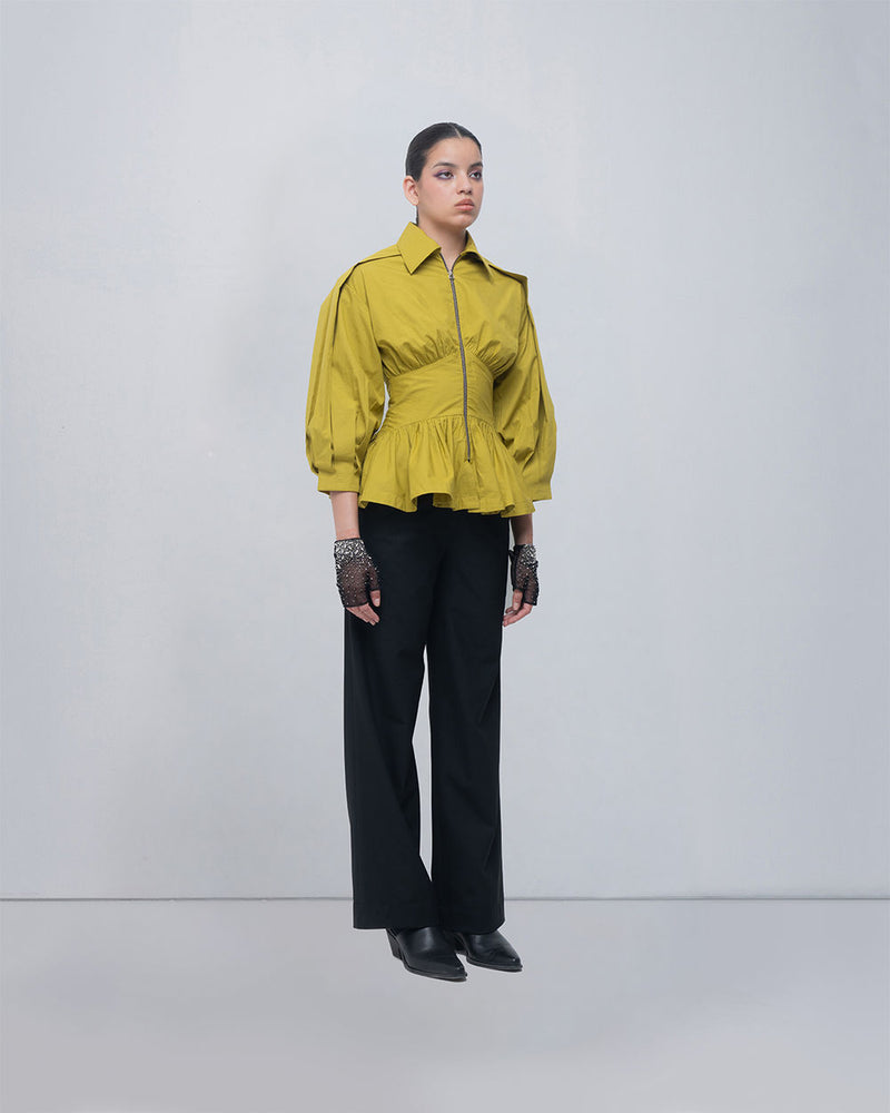 Aiysha Top cotton top/shirt by Leh Studios in green for women Worldwide
