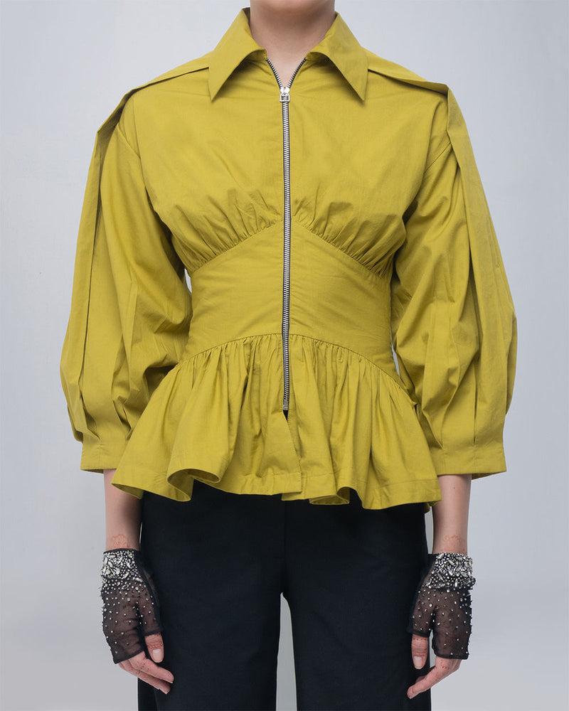 Aiysha Top cotton top/shirt by Leh Studios in green for women Worldwide