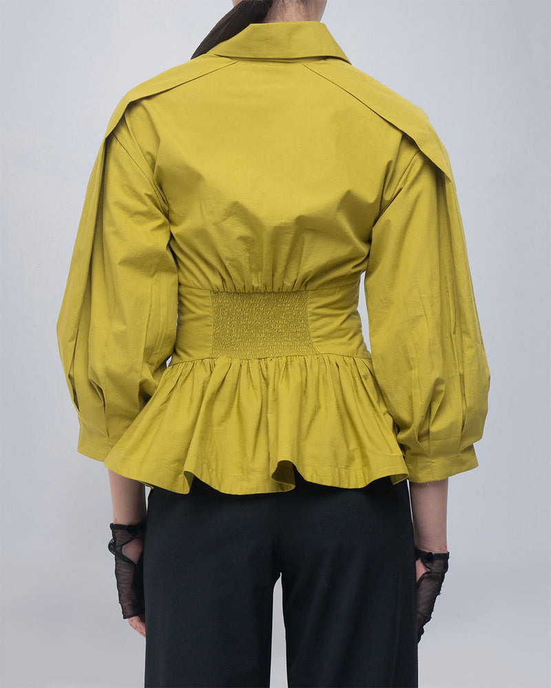 Aiysha Top cotton top/shirt by Leh Studios in green for women Worldwide