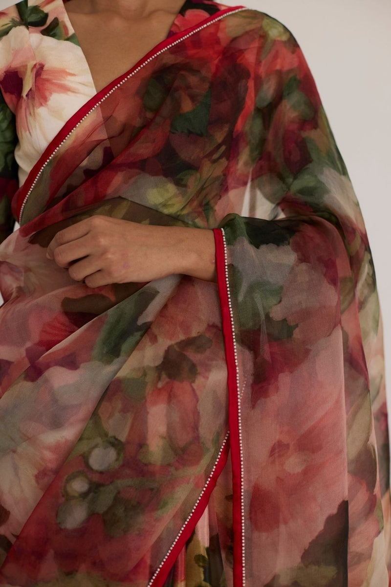 SCARLETT SILK ORGANZA SAREE organza by Yam in multi color for women Worldwide