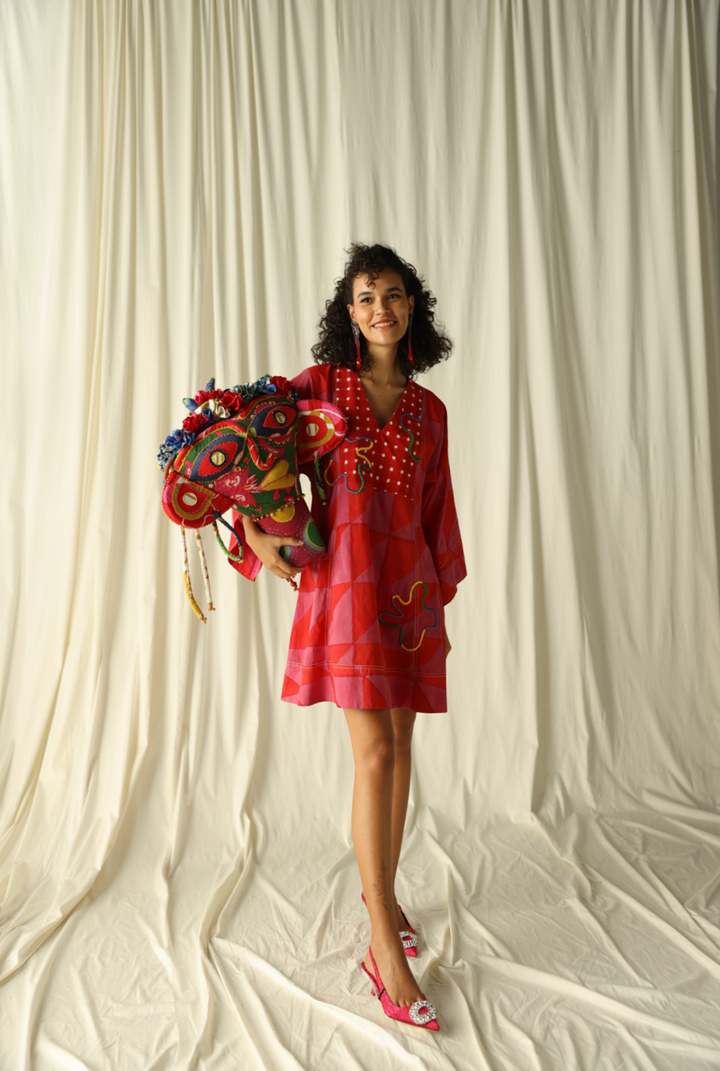 ANDRETTA EMBROIDERED SHIFT DRESS by JodiLife in pink for women Worldwide