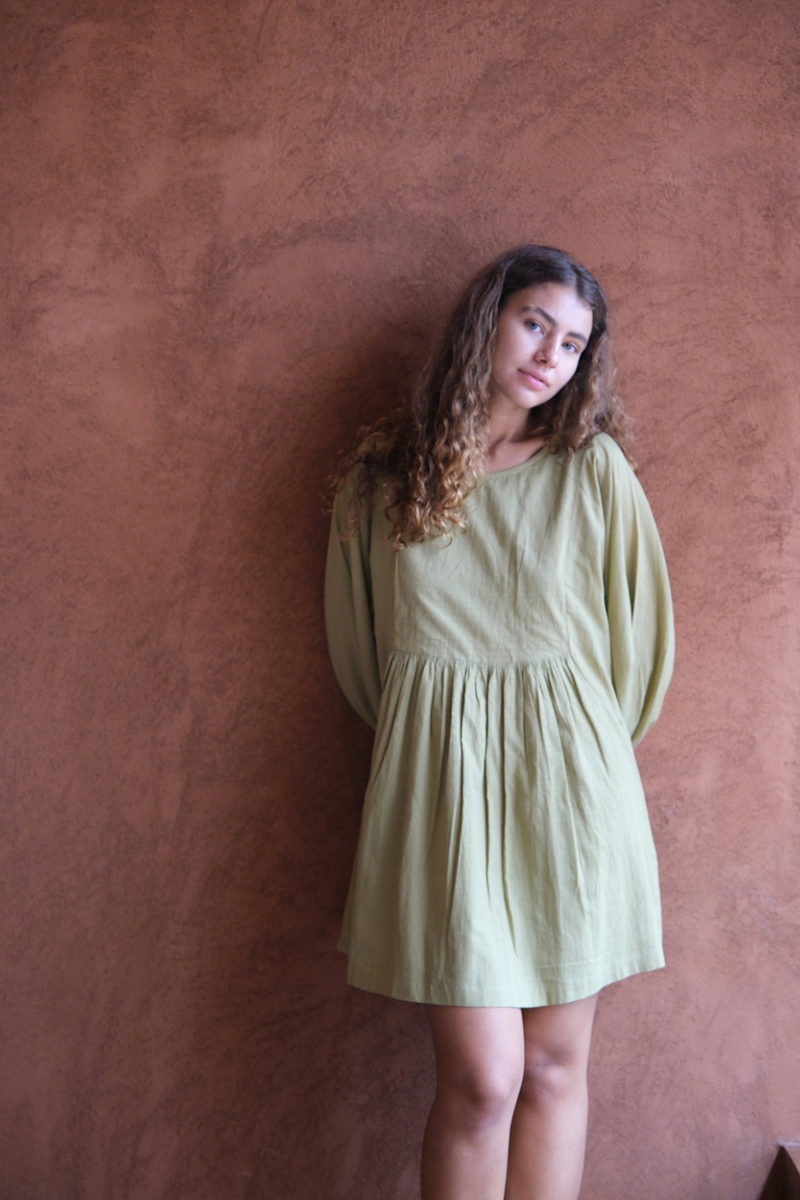 Olive Get Away dress cotton by World of Crow in olive color for women Worldwide