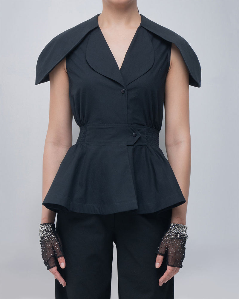 Daria Top viscose top/shirt by Leh Studios in black for women Worldwide