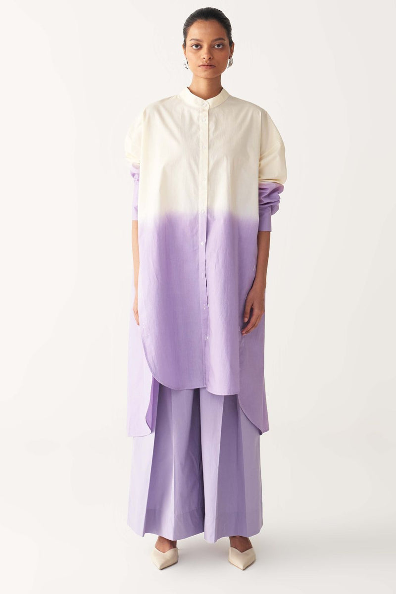 DIP DYE SIDE BUTTON TUNIC CO-ORD-LAVENDER poplin by THREE for women Worldwide