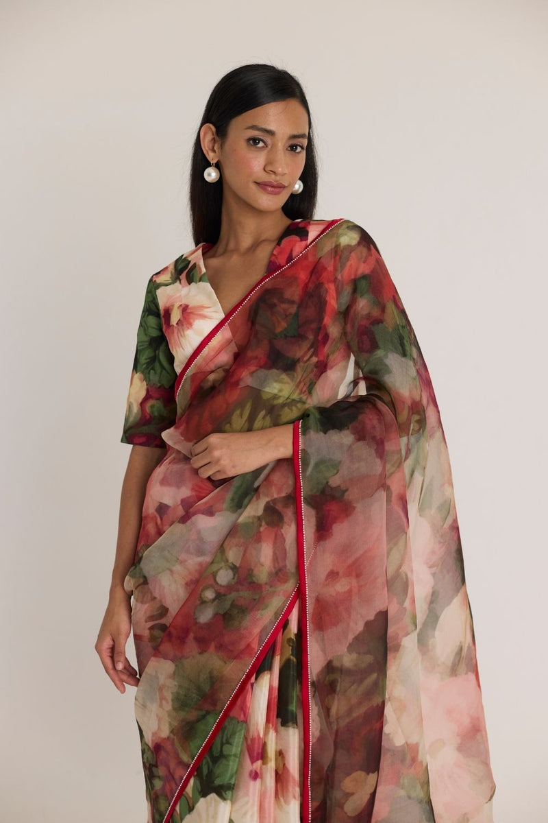 SCARLETT SILK ORGANZA SAREE organza by Yam in multi color for women Worldwide