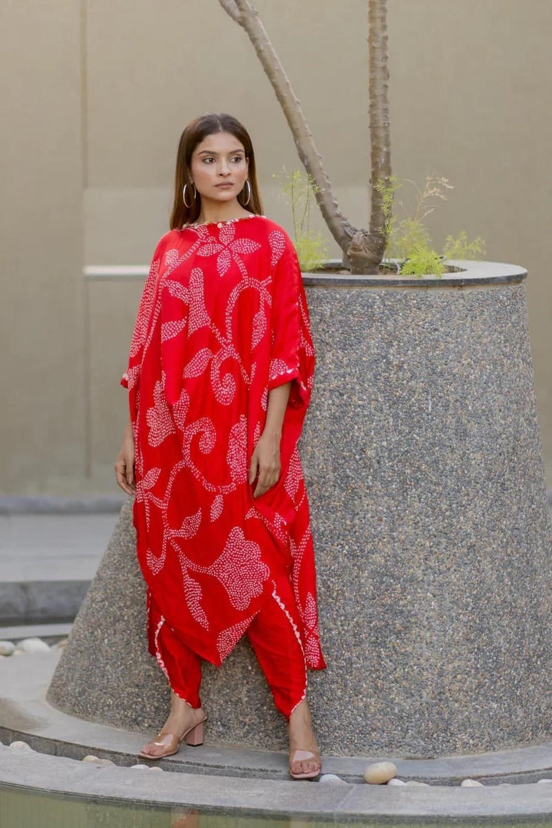 IKEBANA SET-RED silk by Dyelogue in red color for women Worldwide