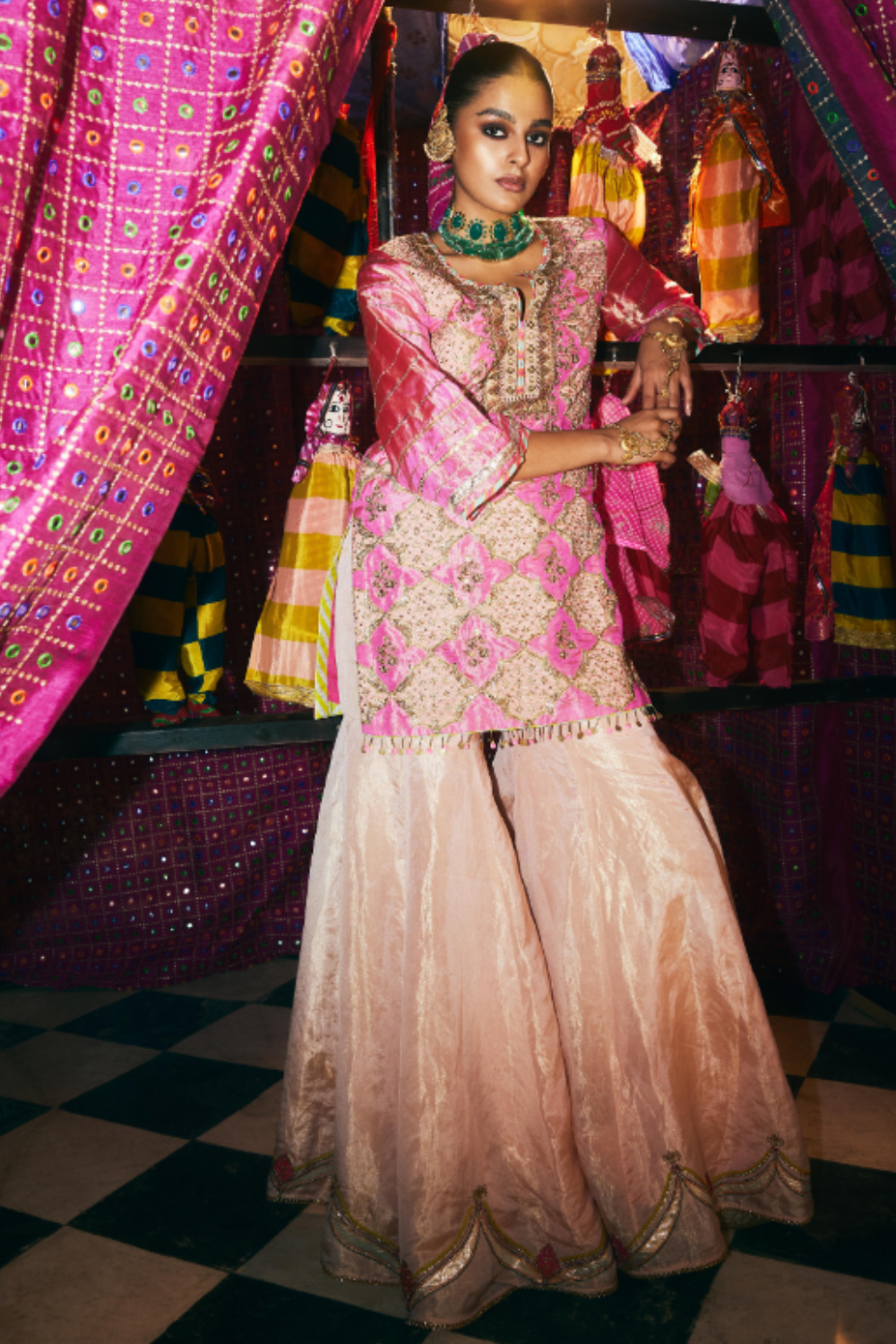 Khel Hot Pink Gharara Set