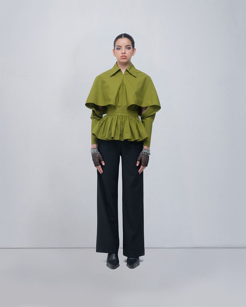 Ninon Top cotton top/shirt by Leh Studios in acid green for women Worldwide