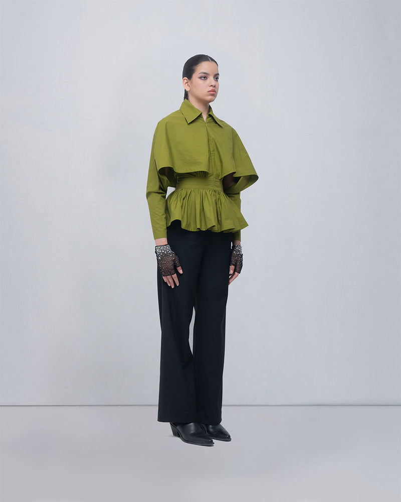 Ninon Top cotton top/shirt by Leh Studios in acid green for women Worldwide