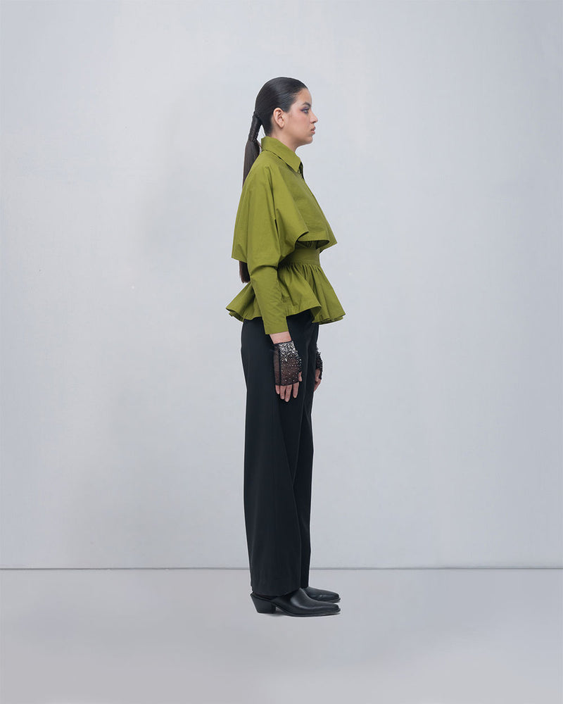 Ninon Top cotton top/shirt by Leh Studios in acid green for women Worldwide