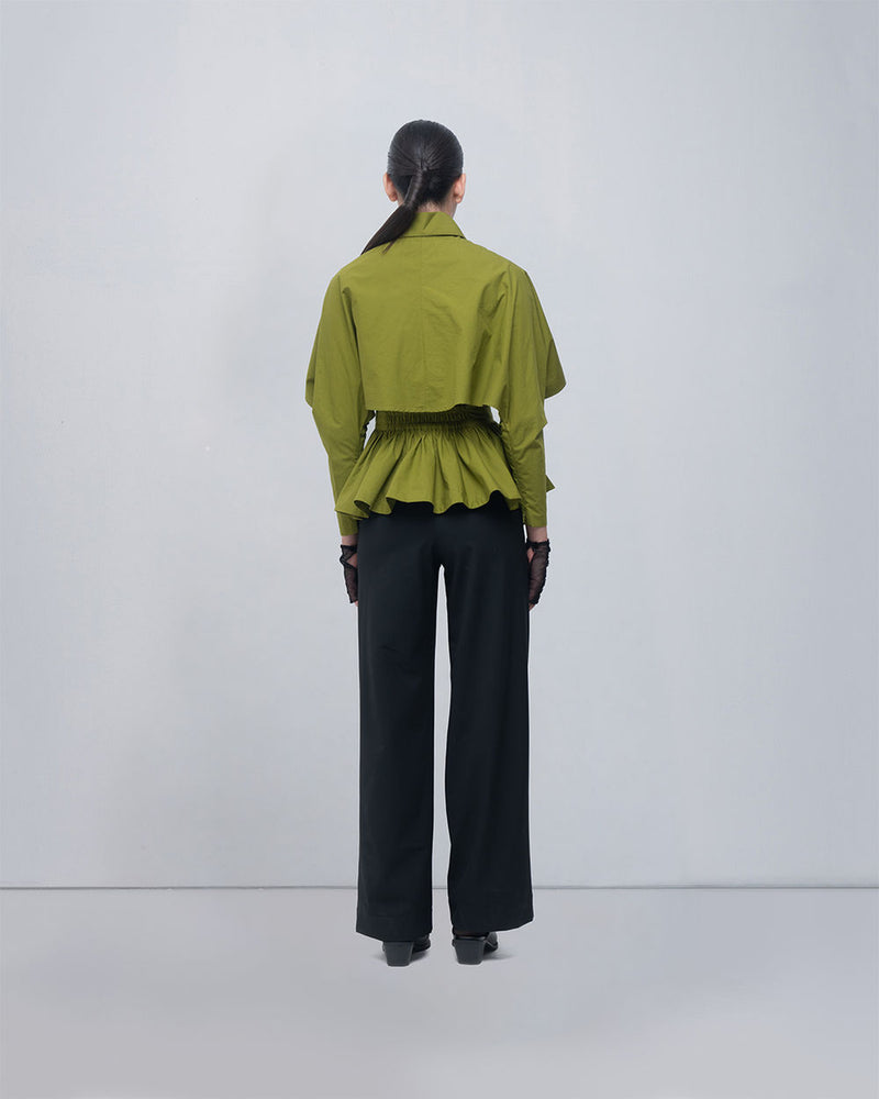 Ninon Top cotton top/shirt by Leh Studios in acid green for women Worldwide