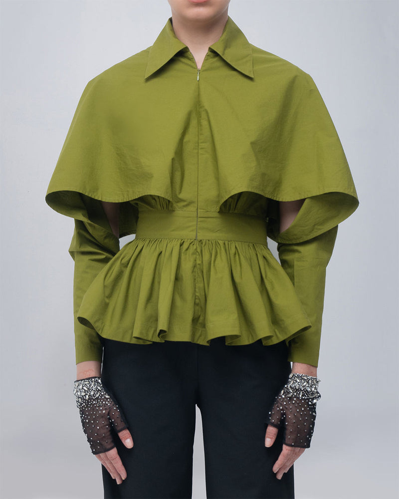 Ninon Top cotton top/shirt by Leh Studios in acid green for women Worldwide