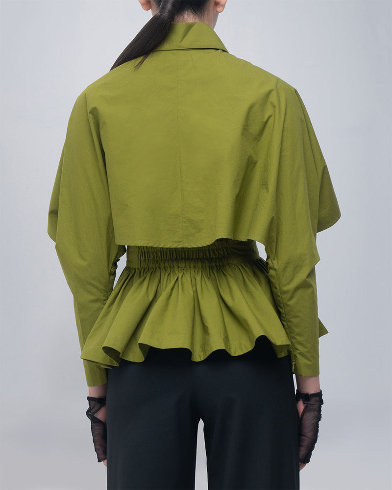 Ninon Top cotton top/shirt by Leh Studios in acid green for women Worldwide