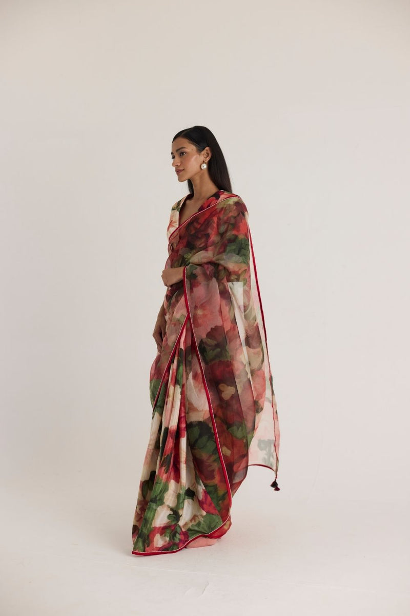 SCARLETT SILK ORGANZA SAREE organza by Yam in multi color for women Worldwide