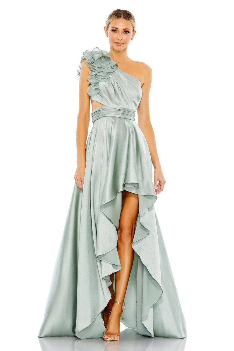 MD-49523 One Shoulder Asymmetric Dress-Grey by Mac Duggal in grey color for women Worldwide