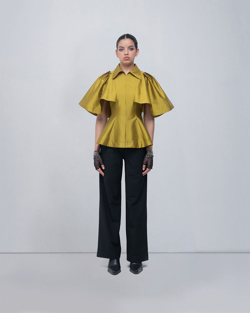 Par Top viscose top/shirt by Leh Studios in y.green for women Worldwide