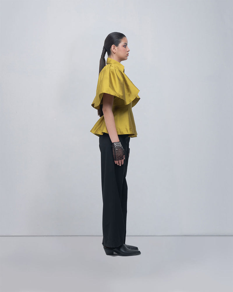 Par Top viscose top/shirt by Leh Studios in y.green for women Worldwide