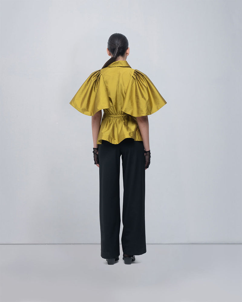 Par Top viscose top/shirt by Leh Studios in y.green for women Worldwide