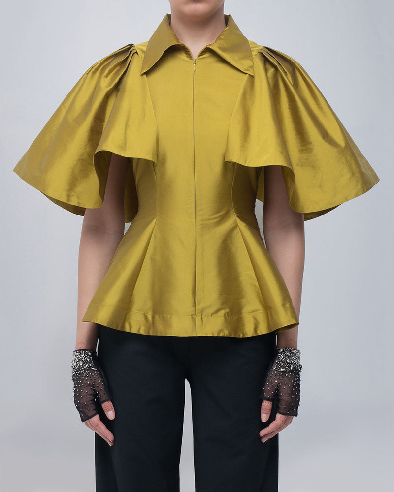 Par Top viscose top/shirt by Leh Studios in y.green for women Worldwide