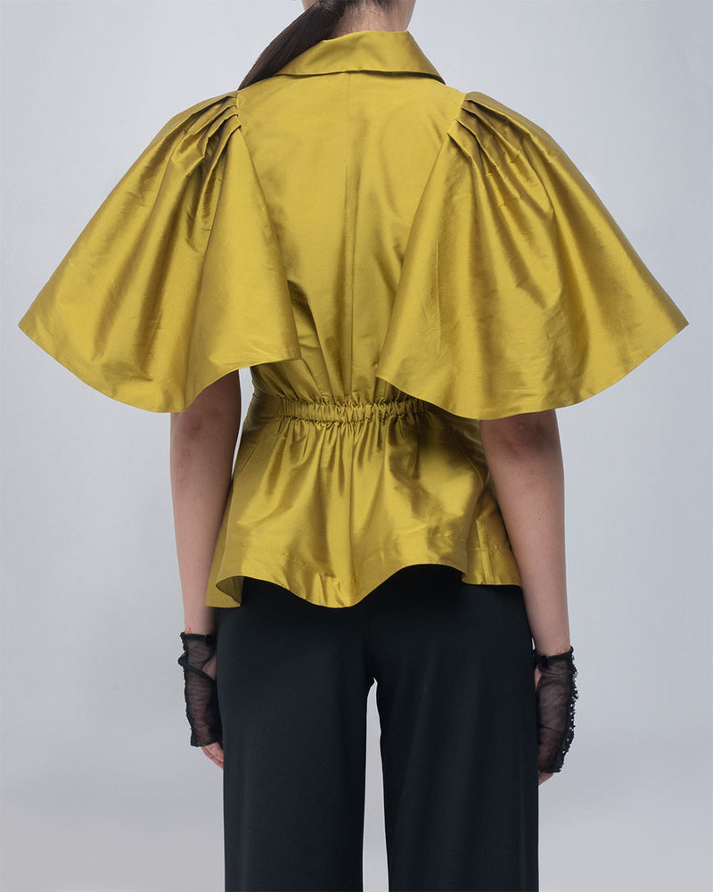 Par Top viscose top/shirt by Leh Studios in y.green for women Worldwide