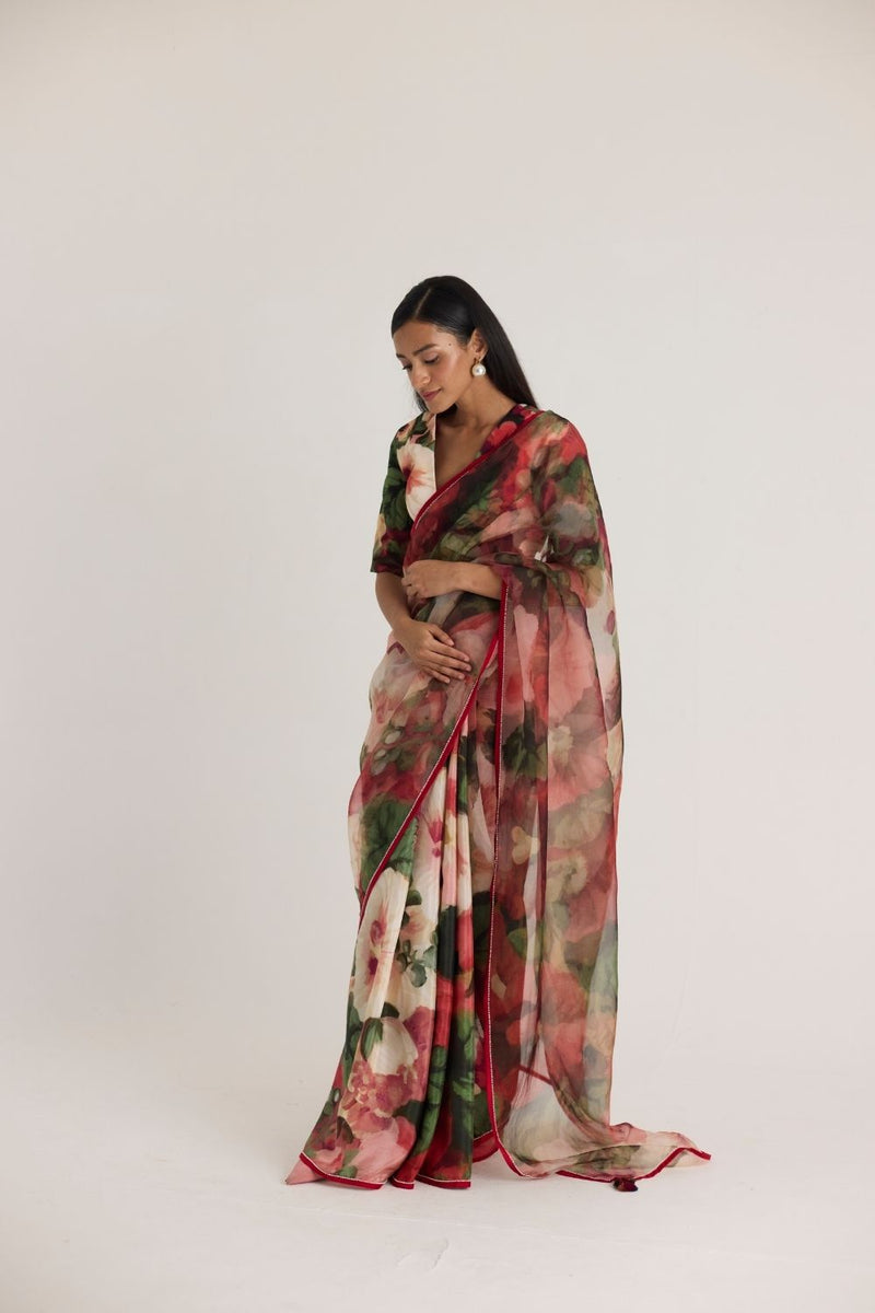 SCARLETT SILK ORGANZA SAREE organza by Yam in multi color for women Worldwide