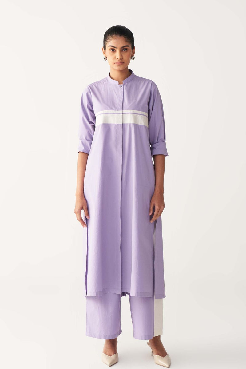 BACK PLEAT JACKET CO-ORD-LAVENDER poplin by THREE for women Worldwide