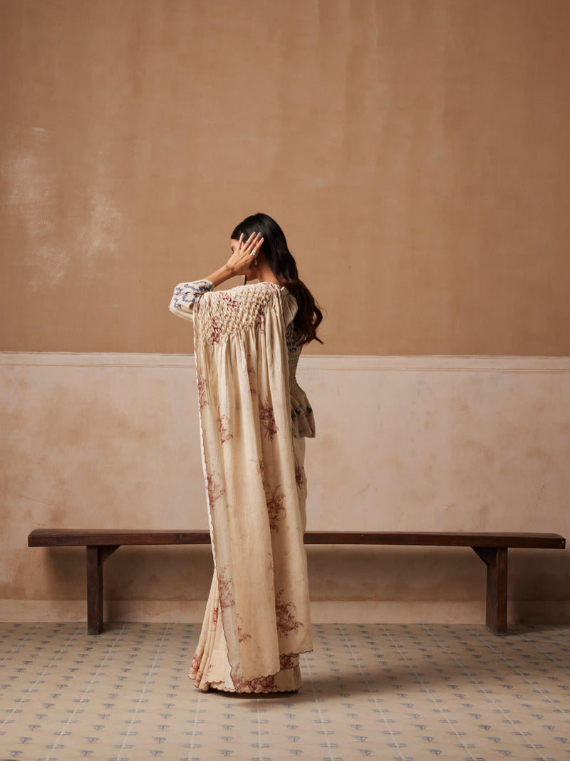 Smocked Saree-Peony cotton by CORD for women Worldwide