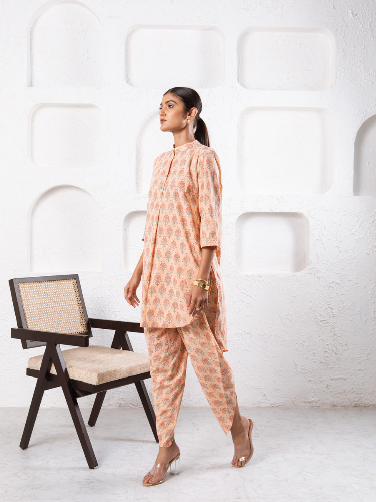 Peach Pansy Dhoti Co-Ord Co-ord Set by Marche in peach color for women Worldwide