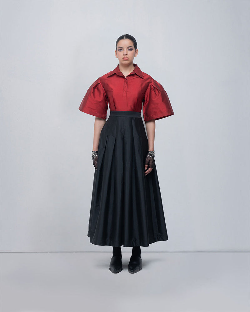 Meego Dress viscose by Leh Studios in red, black for women Worldwide