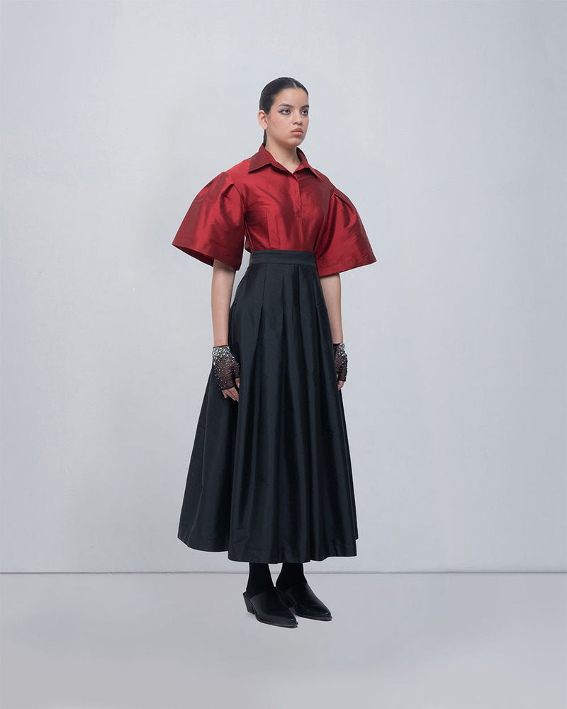 Meego Dress viscose by Leh Studios in red, black for women Worldwide