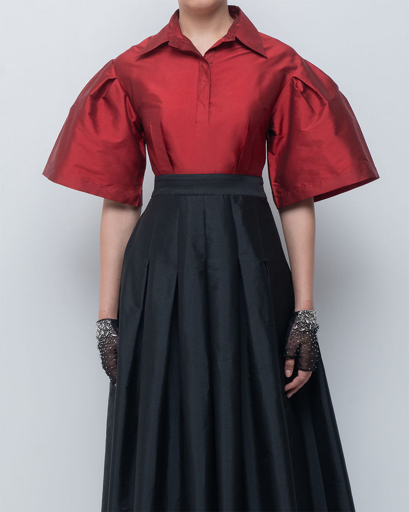 Meego Dress viscose by Leh Studios in red, black for women Worldwide