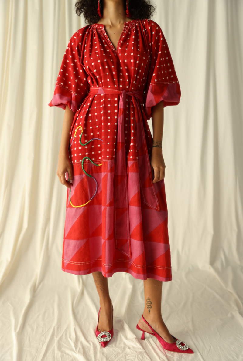 ANDRETTA EMBROIDERED PEASANT DRESS by JodiLife in pink for women Worldwide