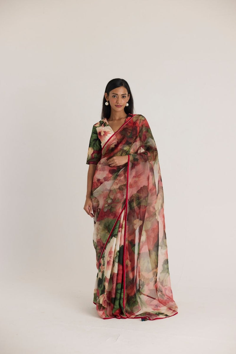 SCARLETT SILK ORGANZA SAREE organza by Yam in multi color for women Worldwide