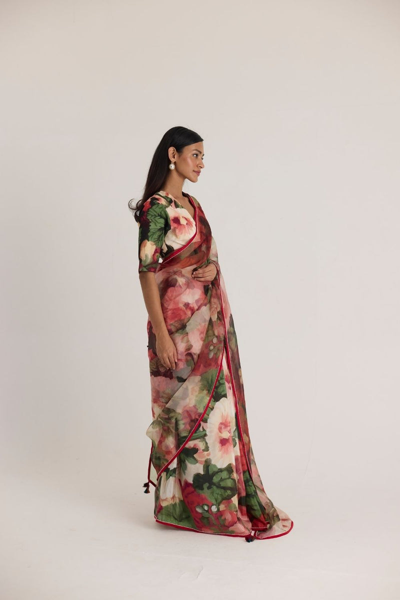 SCARLETT SILK ORGANZA SAREE organza by Yam in multi color for women Worldwide