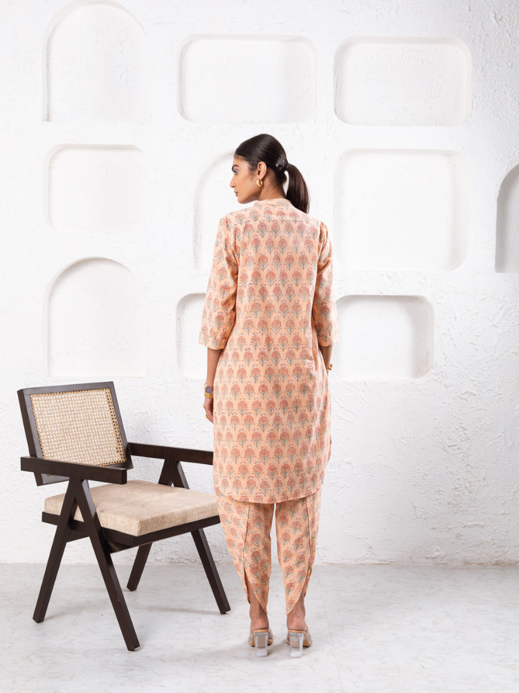 Peach Pansy Dhoti Co-Ord Co-ord Set by Marche in peach color for women Worldwide
