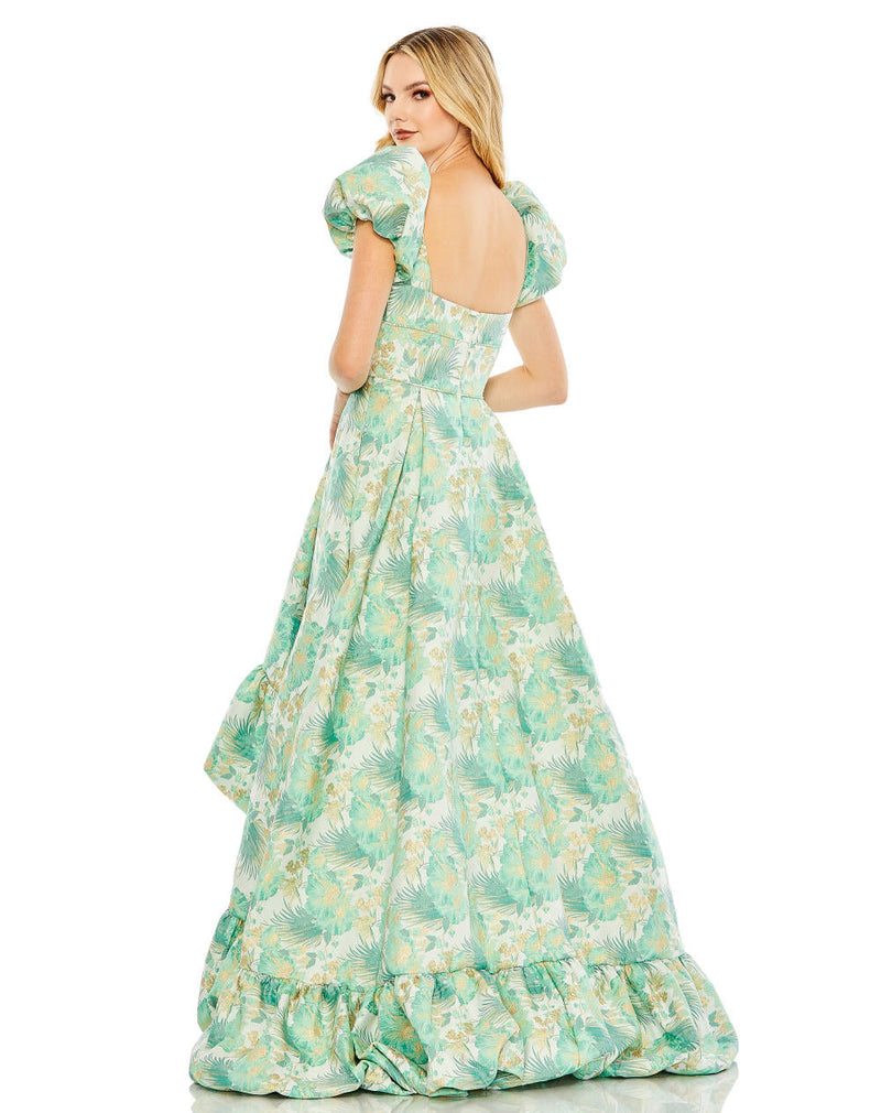 MD-68276 Asymmetric Brocade Dress-Green by Mac Duggal in green color for women Worldwide