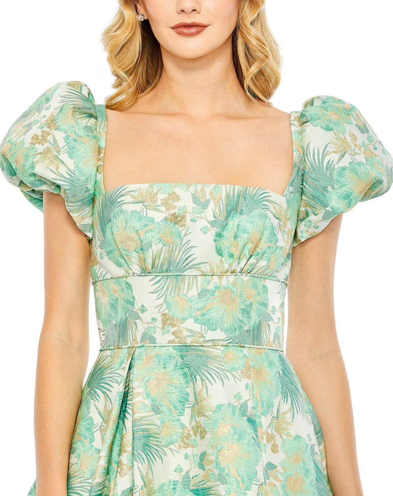 MD-68276 Asymmetric Brocade Dress-Green by Mac Duggal in green color for women Worldwide